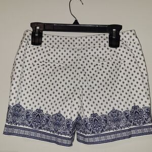 Artisan Ny White and Blue Bermudas with Paisley Border